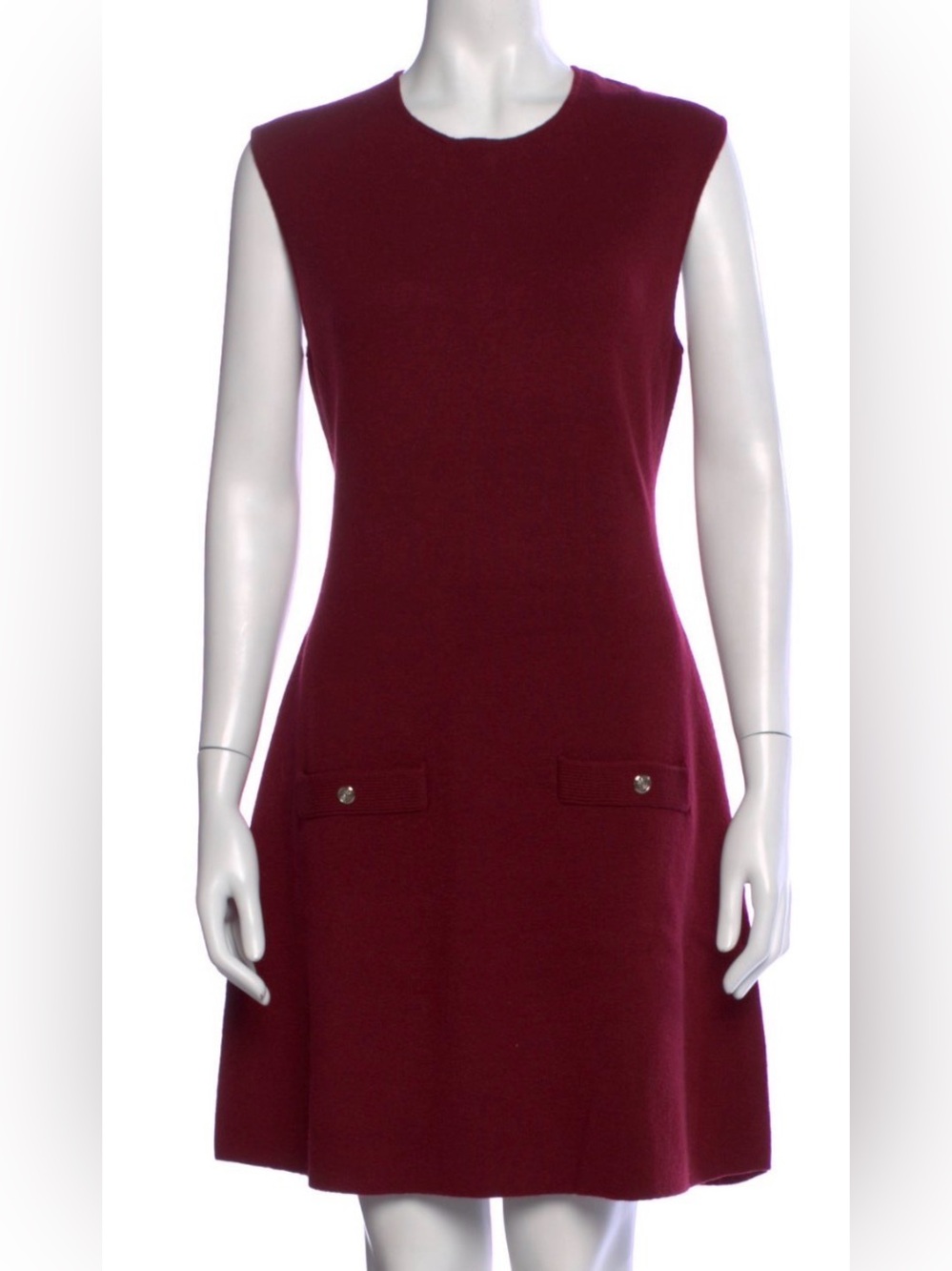 Maje Burgundy Sleeveless A-Line Midi Dress